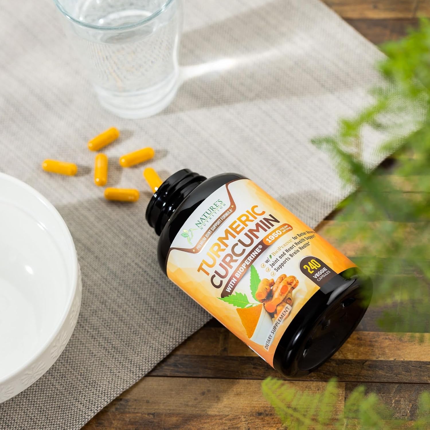 Turmeric Curcumin Supplement 1950Mg - 95% Curcuminoids with Organic Tumeric & Bioperine Black Pepper for Best Absorption, Nature'S Joint & Immune Support, Vegan, Non-Gmo, Bottled in USA, 240 Capsules